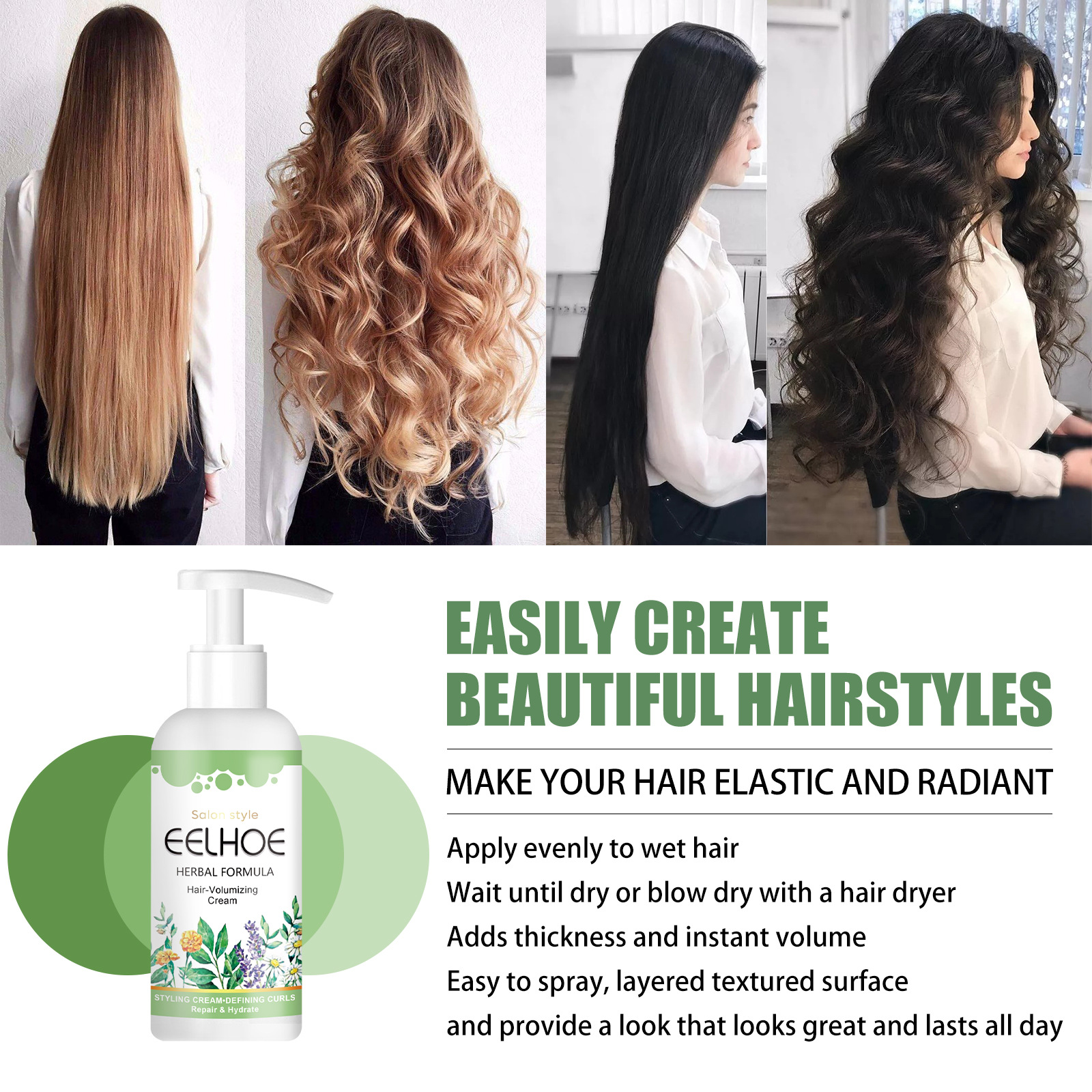 Hair Volumising Cream Curl Cream for Curly Hair Curl Enhance Curl Cream Moisturising Cream for Frizzy Hair Elastic Volumizing Styling 50ml