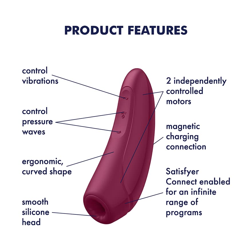 SatisfyerCurvy 1 Connect App Clitoral Sucker Pressure Wave Vibrator Sex Toys for Her  Adult Toys Massager G Spot Vagina Clitoral Stimulation Sucking