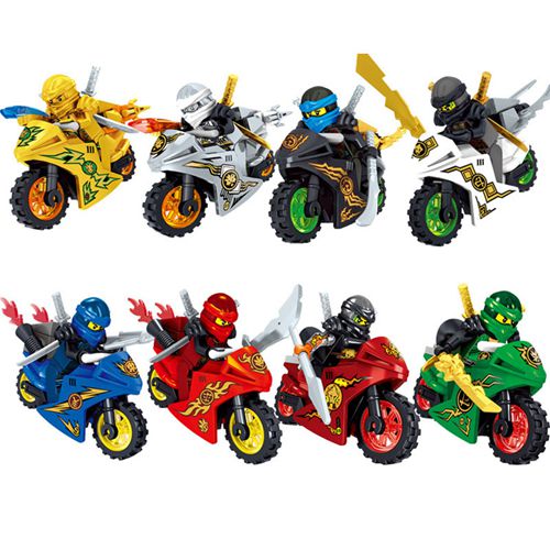 8Pcs Ninjago Motorcycle Set Mini Figures Fits Blocks Toy Christmas Halloween Gift