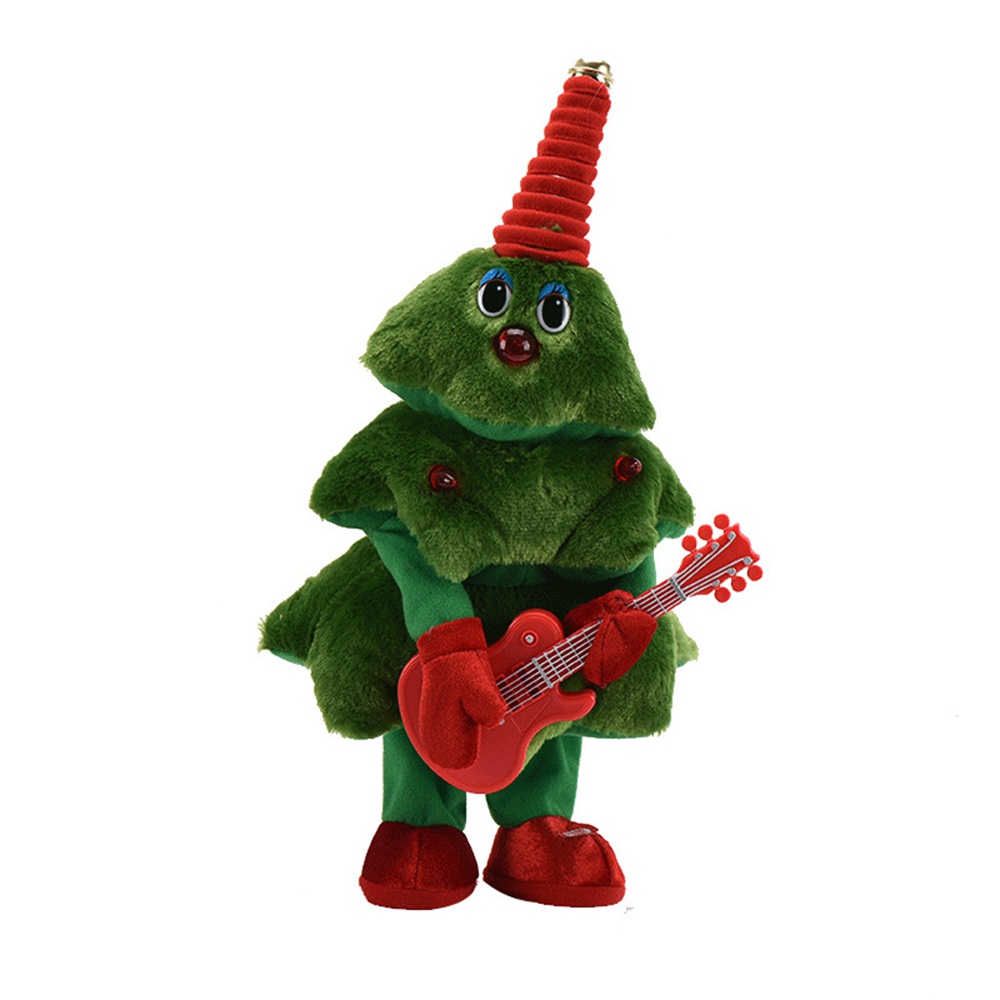 (Saxophone Christmas Tree) Electric Singing Dancing Christmas Santa Plush Toy 40cm Kids Creative Xmas Decorations Plush Doll with Music ＆ Recording Function Battery Operated Plush Toys Gifts for Home Party Xmas Decor