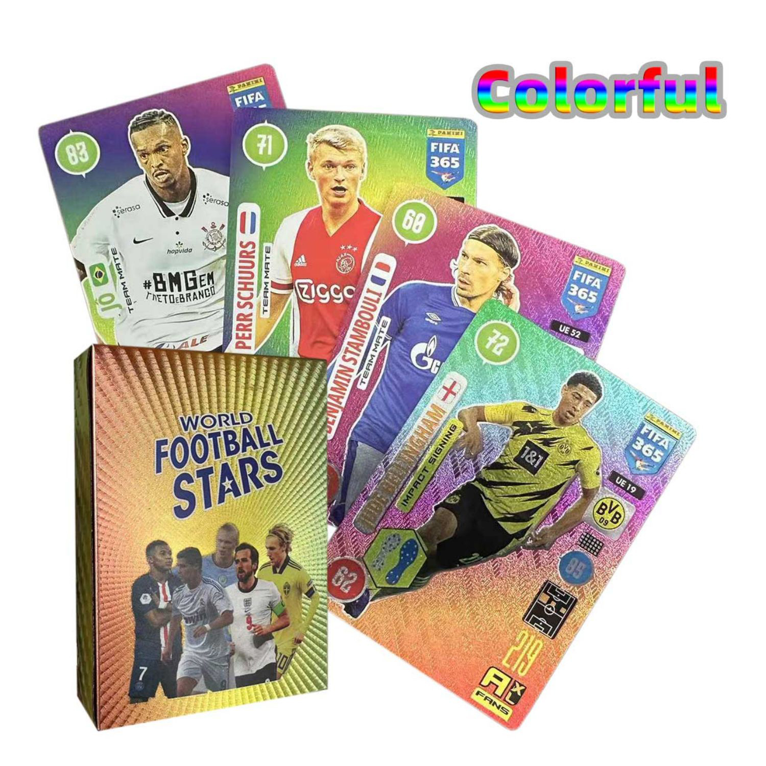 World Cup Football Stars Cards Football Game Card 55PCS Colorful English Football Champion Card Collection League Card Gift for Fans Children Adults