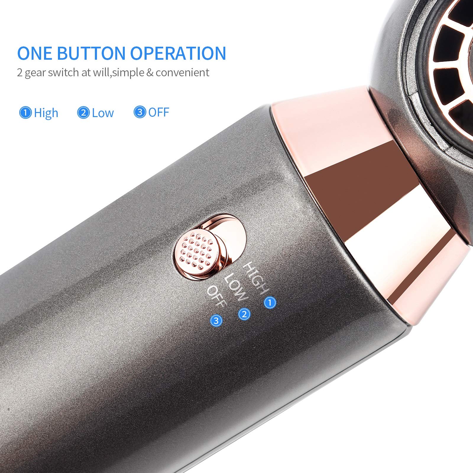 Leafless Hair Dryer Fast Dry Dryer with 360° Magnetic Suction Nozzle Lightweight Fast Drying Blow Dryer for Travel Salon Home Gift