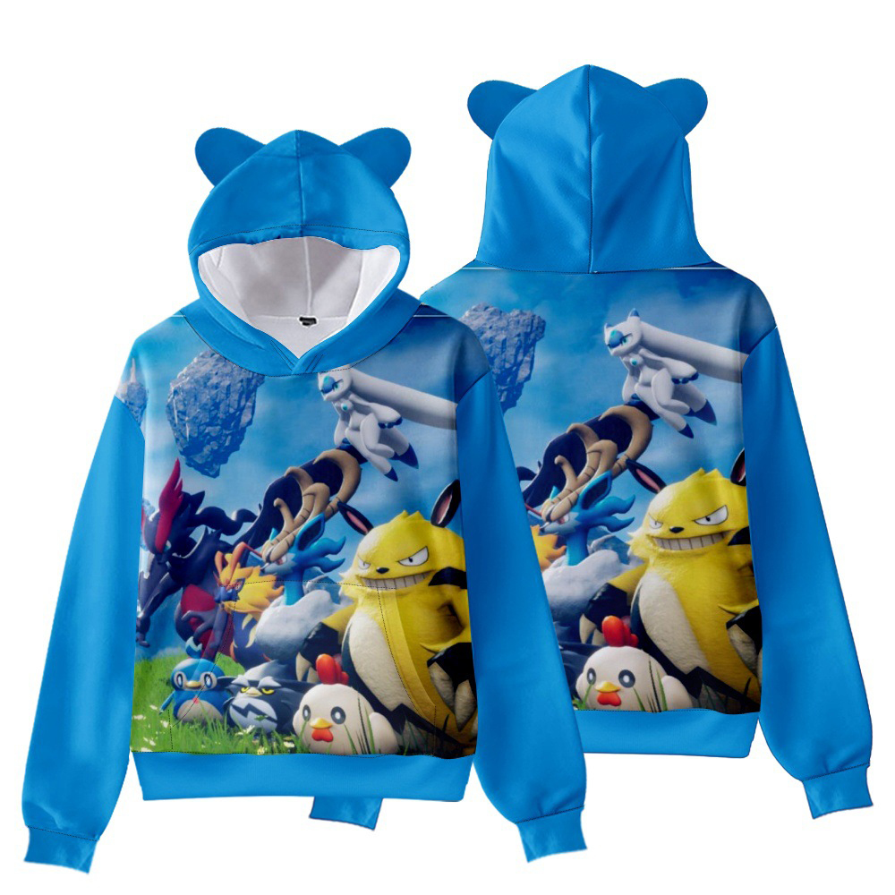 (Kids 100 cm) Palworld Merch Pullover Fashion Hooded Sweatshirt Boys Girls Trend Hip Hop Gaming Cosplay Hoodie