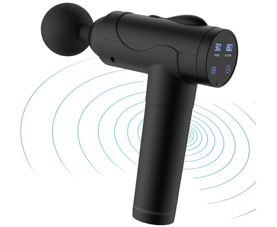 Massage Gun Deep Tissue Portable Muscle Massage Device with Massage Heads 2024 Massager 30 Speeds with LCD Touch Screen, Featuring Quiet Glide Technology Powerful Cordless Percussion