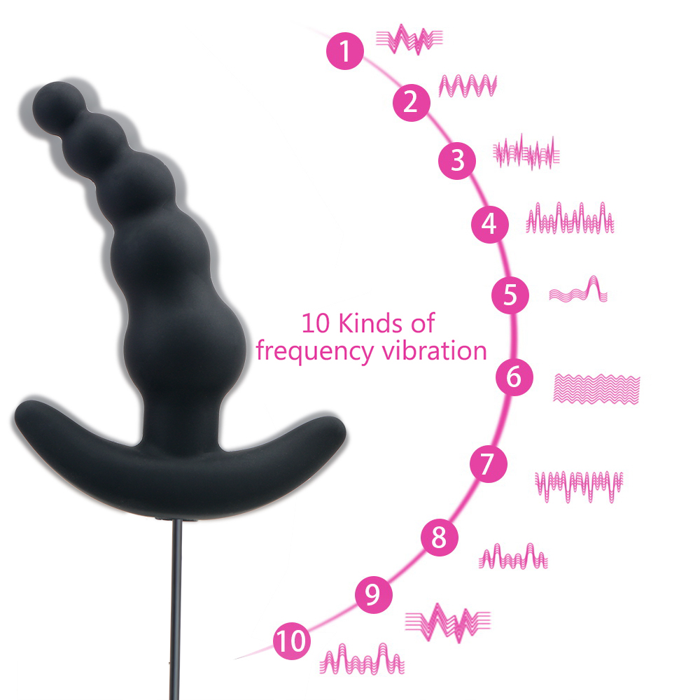 (Purple) Vibrating Prostate Massager Female Masturbation Anal Plug Vibrator Beads Butt Sex Toys Waterproof Powerful Wired For Men Couples 10 Frequency