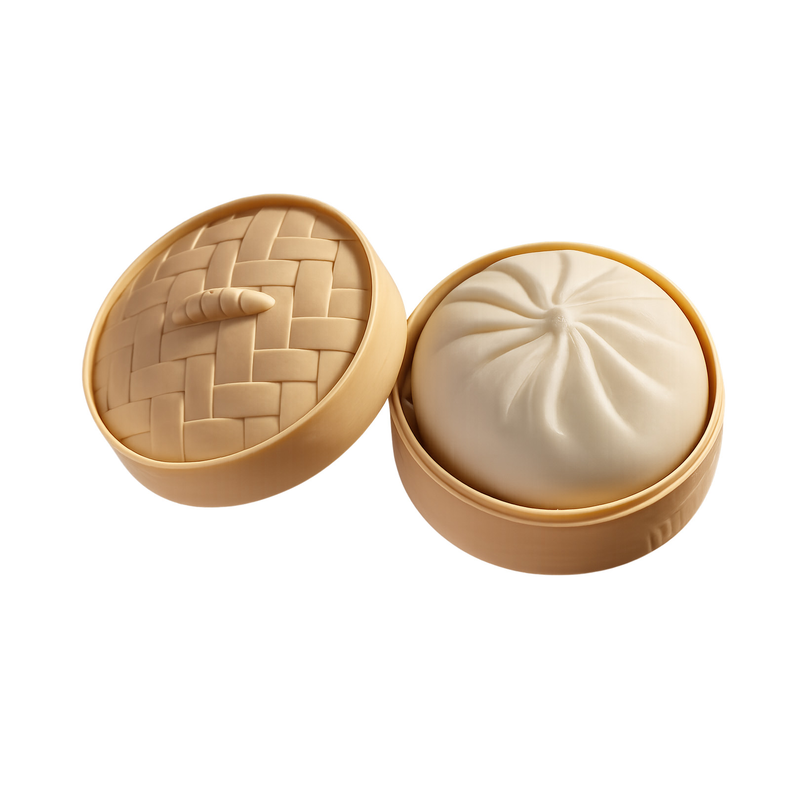 (White) Colorful Dumpling Squishes Stress Balls Fidget Sensory Toys Simulation Food Squishies Bun with Steamer Squeeze Dough Ball Gifts