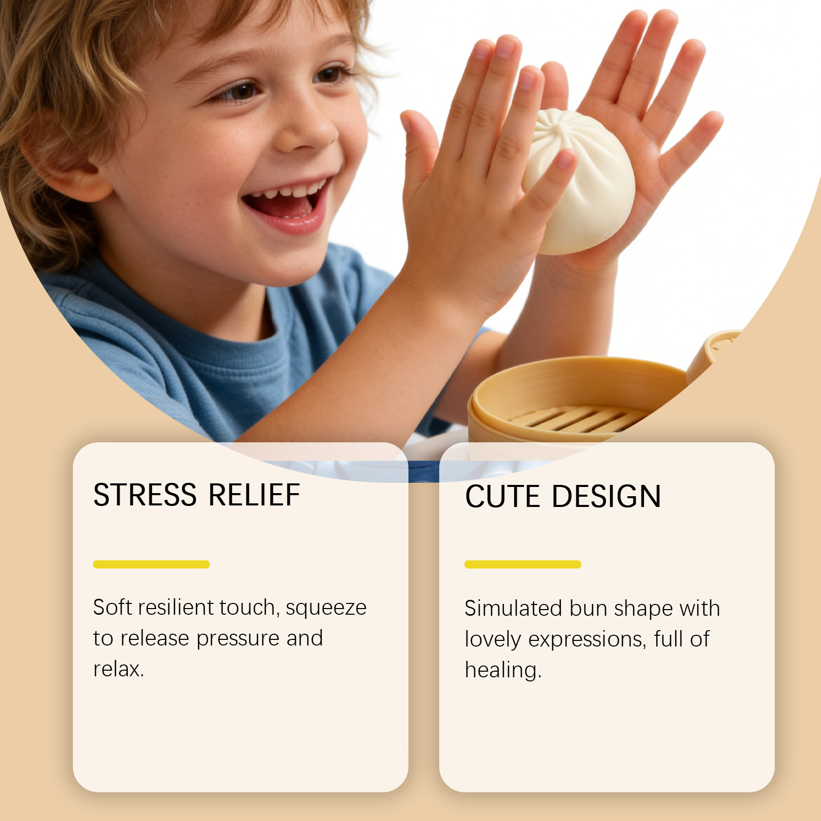 (Green) Colorful Dumpling Squishes Stress Balls Fidget Sensory Toys Simulation Food Squishies Bun with Steamer Squeeze Dough Ball Gifts