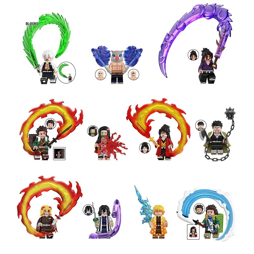 (Style A) Anime Figures Building Blocks Demon Slayer Minifigures Toy Fits Lego Suit  for Kids