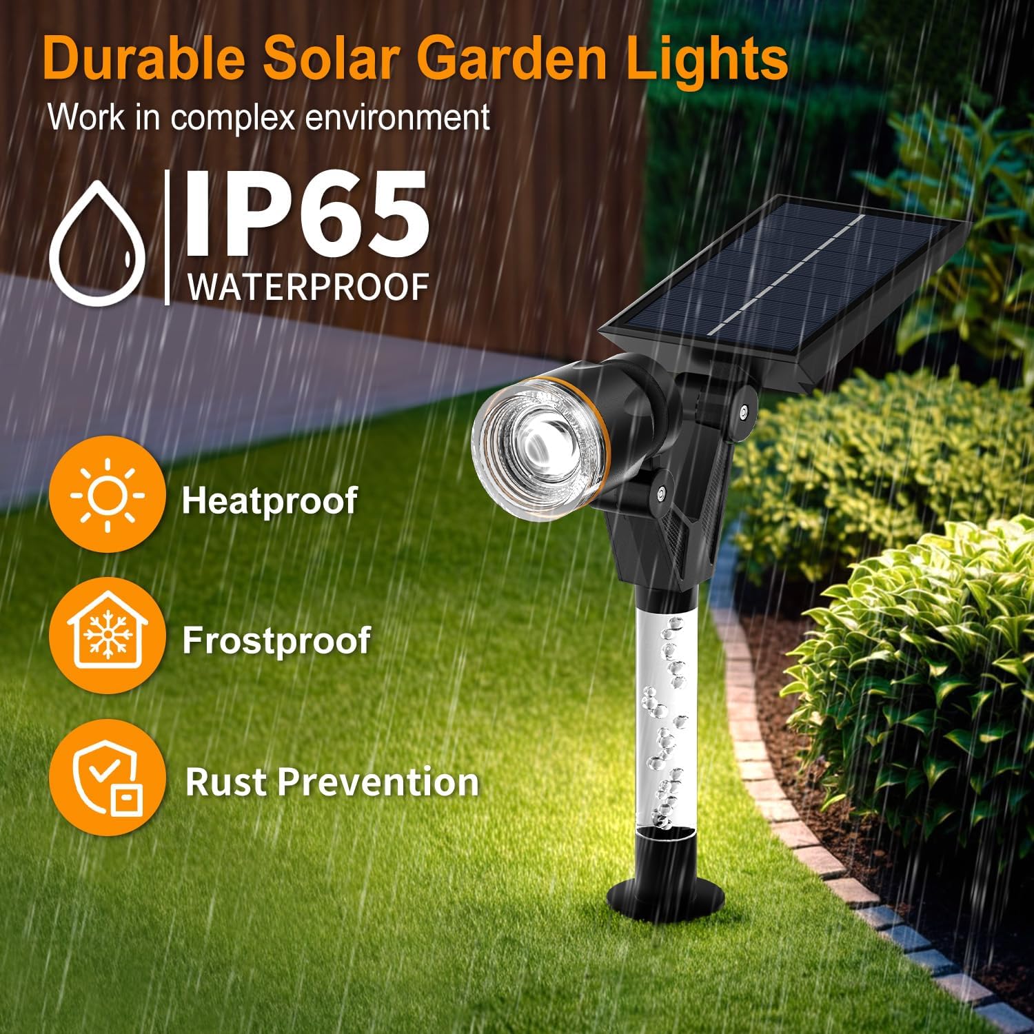 (Warm White) Solar Spot Lights Outdoor Garden Solar Garden Lights 4 Pack Bright 3000K Warm White Auto On/Off Landscape Spotlight 3 Lighting Modes Waterproof Wall Lights 