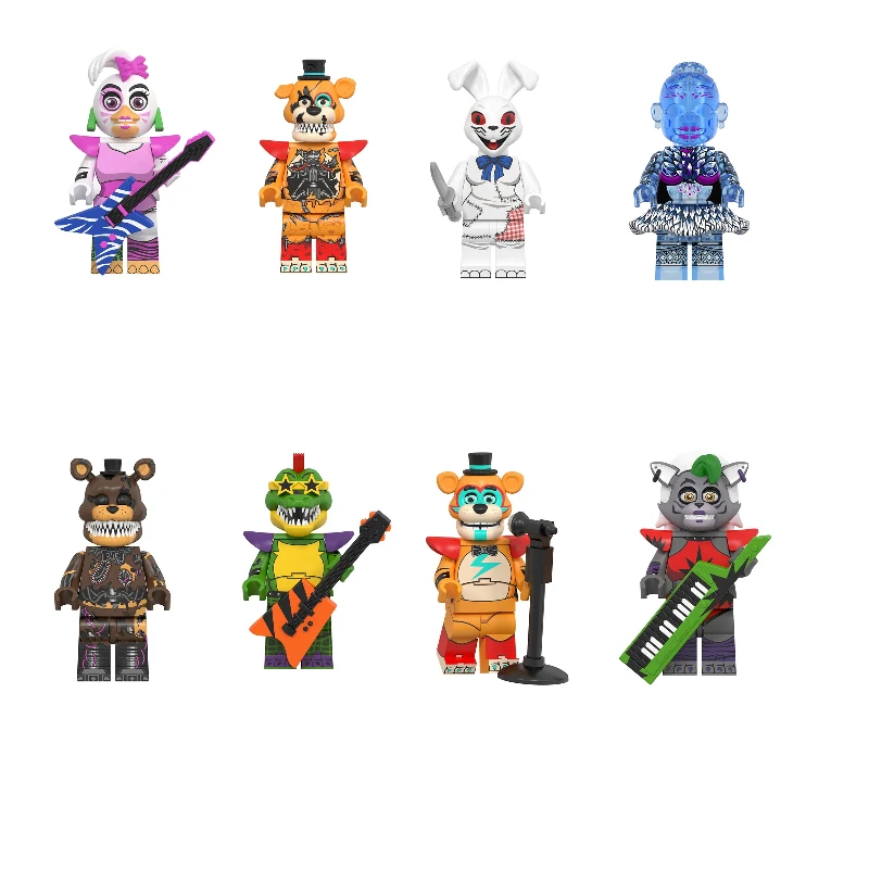 Kids Toys Cute Freddy Bonnie Mini Bricks Ornament Hot Games Figure Cartoon Assembly Bricks Toys Party Favors Gifts