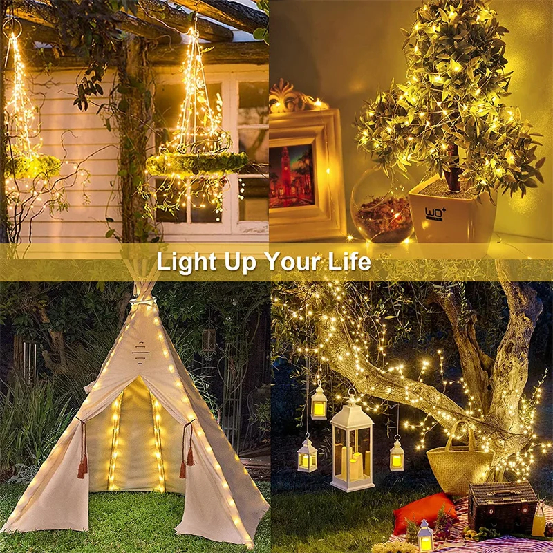 (Cool White) 32M Solar LED Light Outdoor Festoon Lamp Garden Fairy Light String Led Twinkle Waterproof Lamp Christmas Garland Yard Decoration
