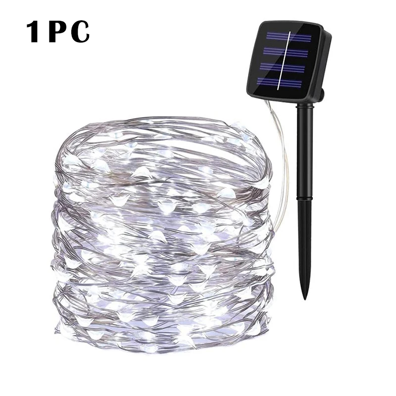 (Cool White) 32M Solar LED Light Outdoor Festoon Lamp Garden Fairy Light String Led Twinkle Waterproof Lamp Christmas Garland Yard Decoration