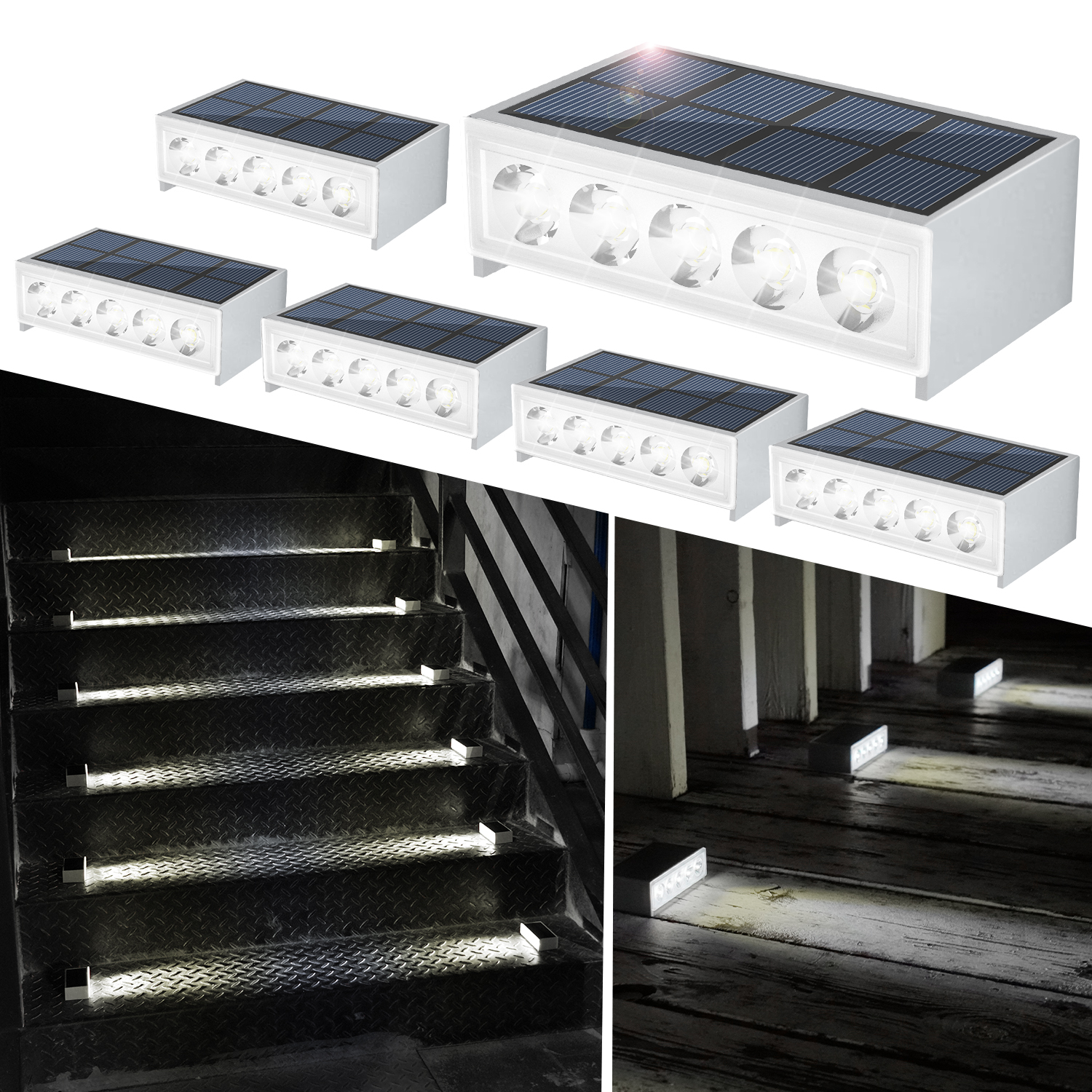 (Warm White) 6PCS LED Step Lamp Stair Light Outdoor IP67 Waterproof Solar Light Decor Lighting For Garden Deck Path Warm White Cold White