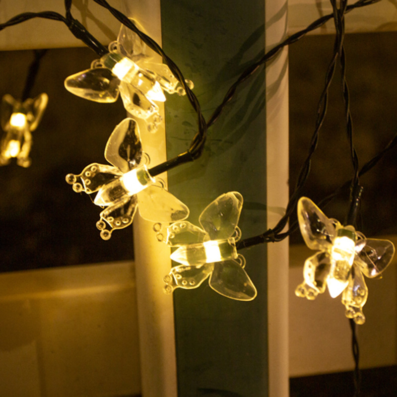 (Warm White) Solar Powered Butterfly String Light Outdoor Fairy Lights with 8 Modes Waterproof Solar Powered for Patio Yard Christmas Decor