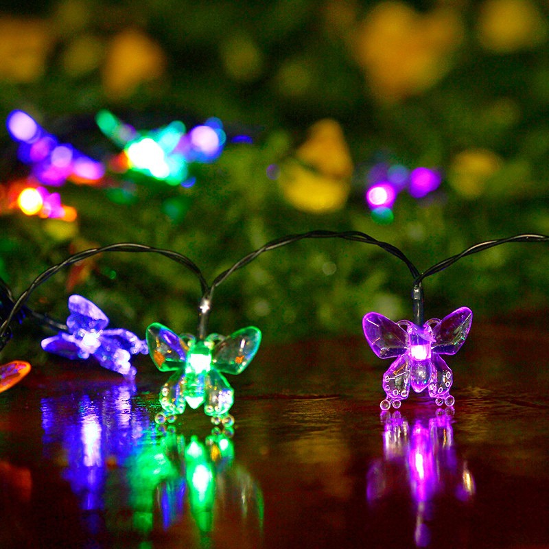(Warm White) Solar Powered Butterfly String Light Outdoor Fairy Lights with 8 Modes Waterproof Solar Powered for Patio Yard Christmas Decor