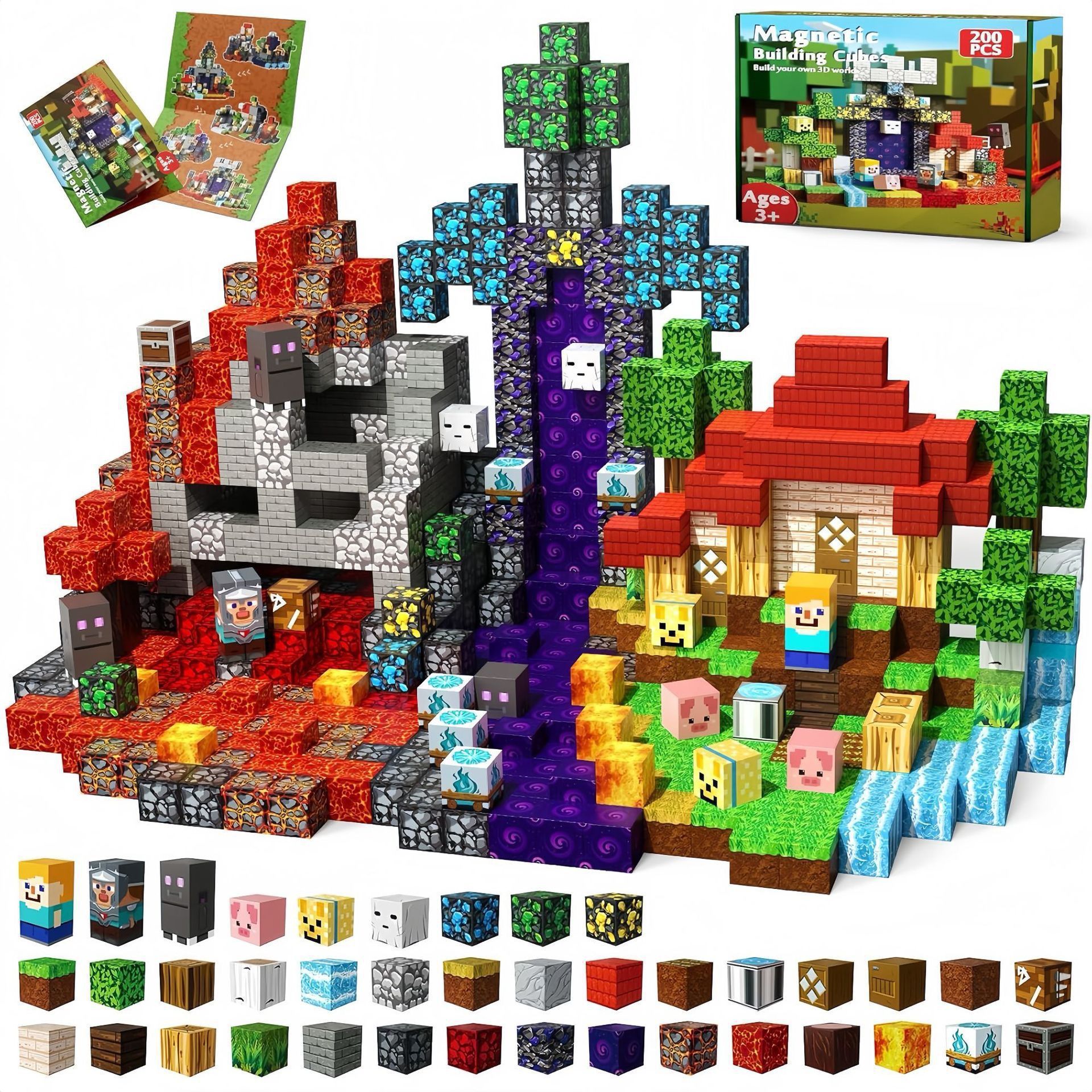 (Magma Forest A) My World Building Blocks Brick Set Building Blocks Classic Model Sets Bricks Kids Kits