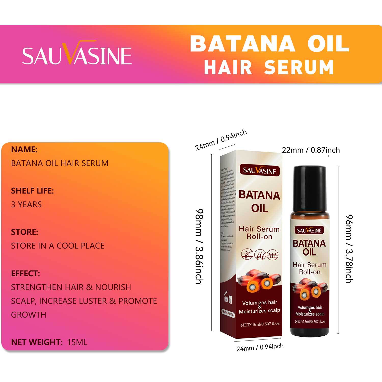 Batana Hair Strengthening Essence Moisturizing Nourishing For Thicker Fuller Hair Daily Scalp And Strand Treatment 15ml