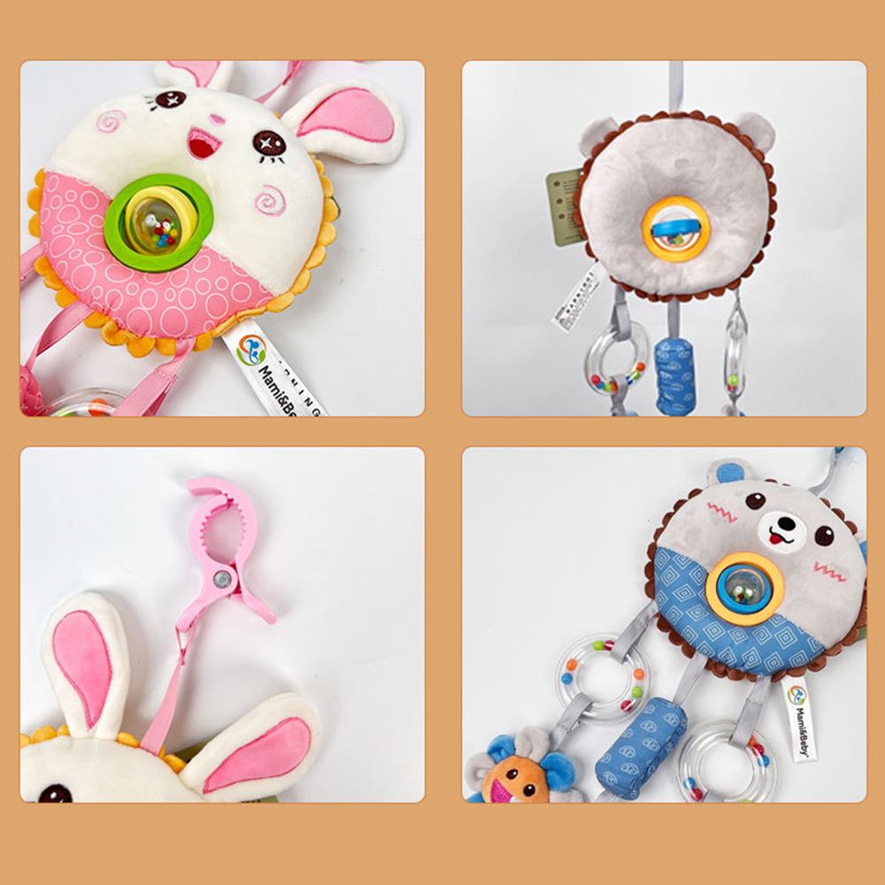 (Bear) Hanging Rattles Toys Car Seat Toys for Babies 0-6 Months Newborn Crib Toys Sensory Soft Stuff Baby Stroller Toys for 0 12 Months