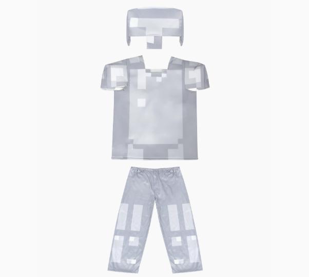 (S) Full Iron Armour Suit Minecraft Cosplay Outfit MC Halloween Costume For Kids Performance Wear