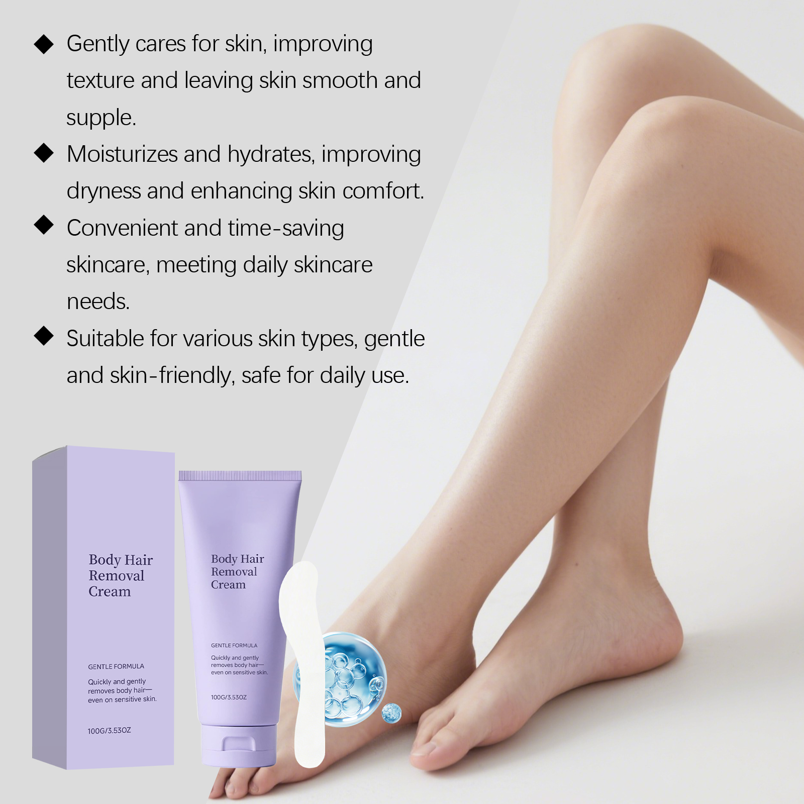 Body Hair Removal Cream Mild Fast Depilation Odorless Daily Body Cleansing Portable Skincare Product Gentle