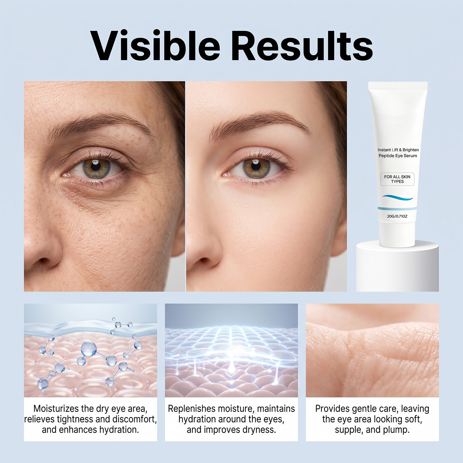 Eye Essence Mild Nourishing Hydrating Moisturizing Soft Delicate Daily Eye Skin Care Serum For Surrounding Area