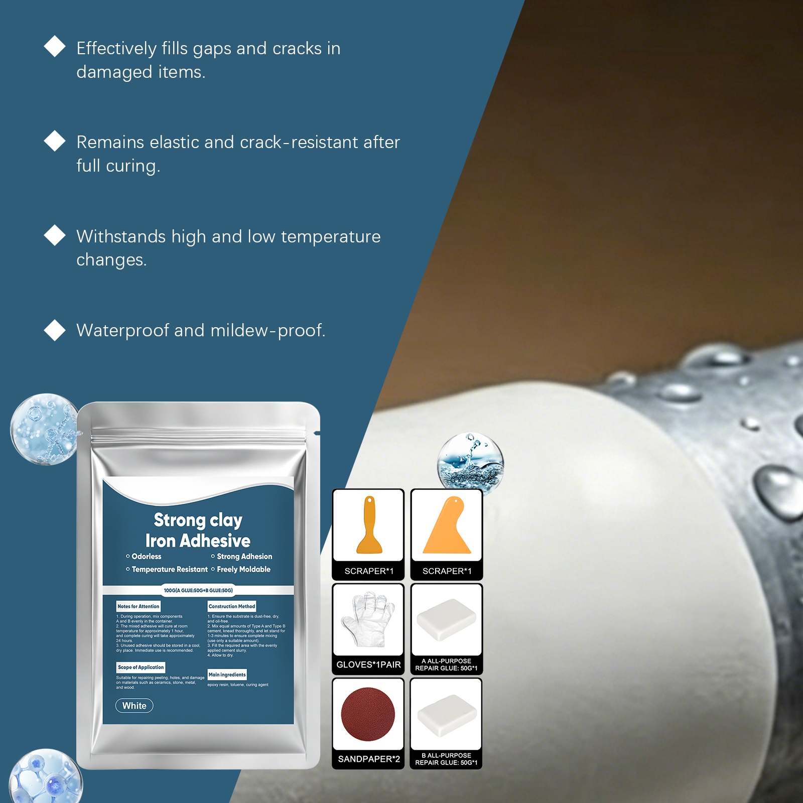 Multi Purpose Repair Ab Glue Convenient Universal Sturdy Bond For Household Floor Crack Gap Fix Renew
