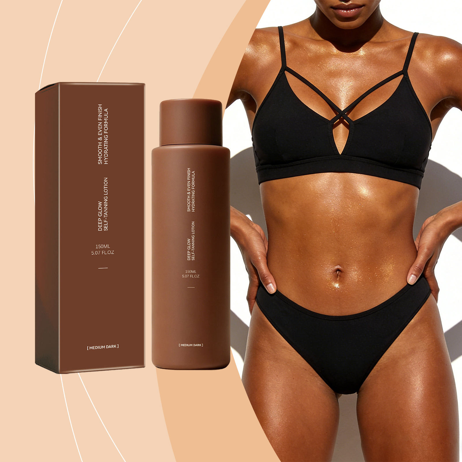 Dark Bronze Shine Self Tanning Lotion Hydrating Texture Light Smooth Even Skin Tone Daily Care