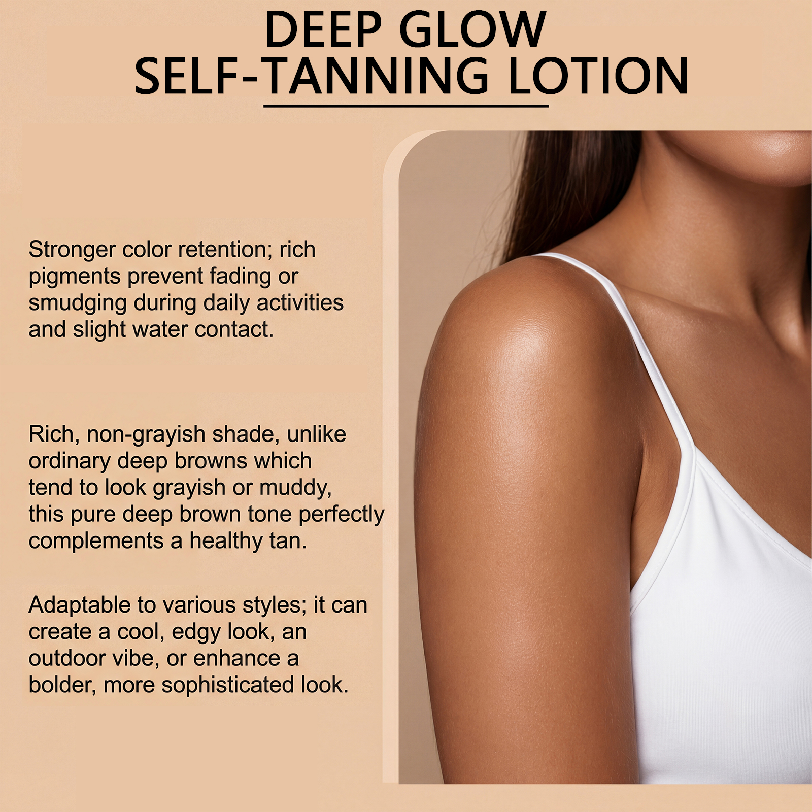 Dark Bronze Shine Self Tanning Lotion Hydrating Texture Light Smooth Even Skin Tone Daily Care