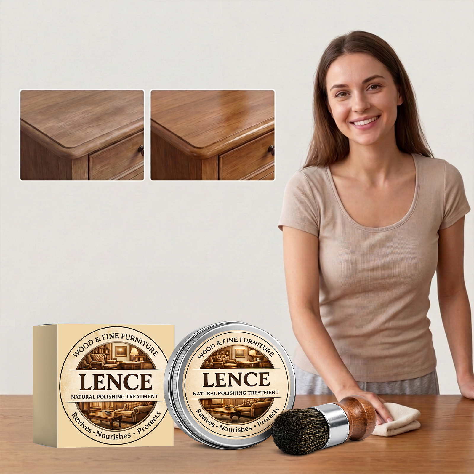 Furniture Care Cream Mild Texture Gentle Polish Brighten Convenient Daily Maintenance Wooden Furniture Surfaces