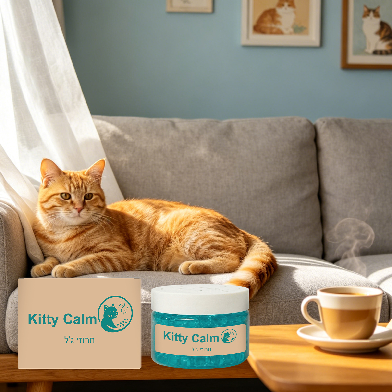 Cat Care Beads Fresh Lemon Scent Calm Kitty Mood Fit Household Environment Changes Daily Indoor Use Gentle Fragrance Pellets