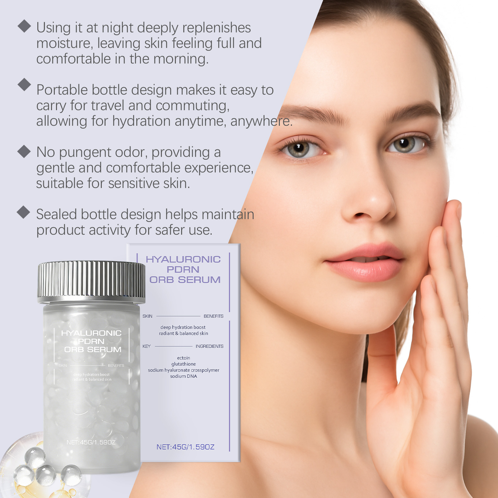 Hyaluronic Acid Spherical Essence Gentle Massage Soft Smooth Hydrating Nourishing Moisturizing Facial Skin Care Liquid