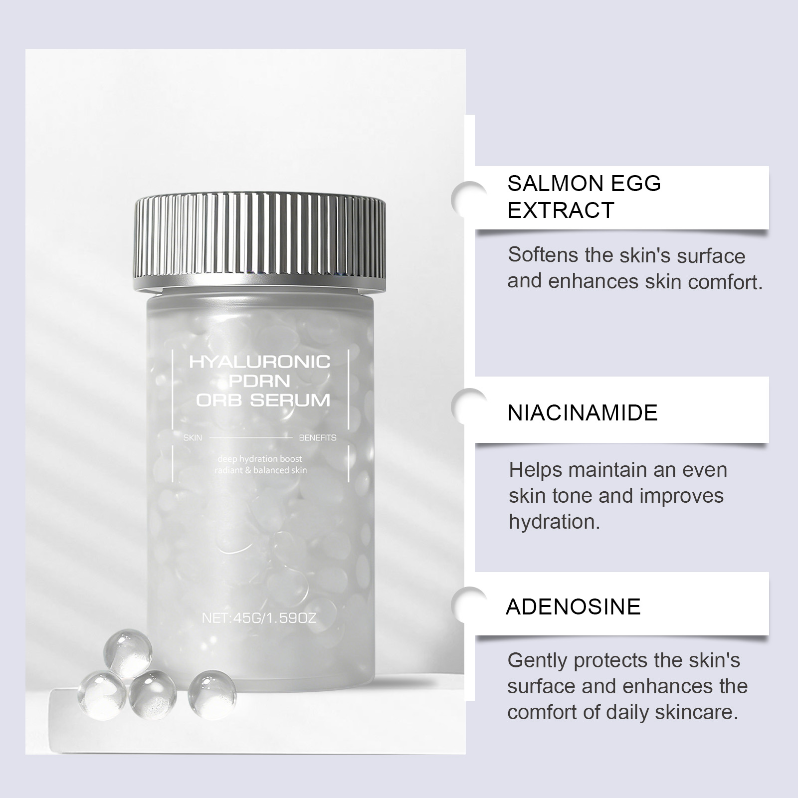 Hyaluronic Acid Spherical Essence Gentle Massage Soft Smooth Hydrating Nourishing Moisturizing Facial Skin Care Liquid