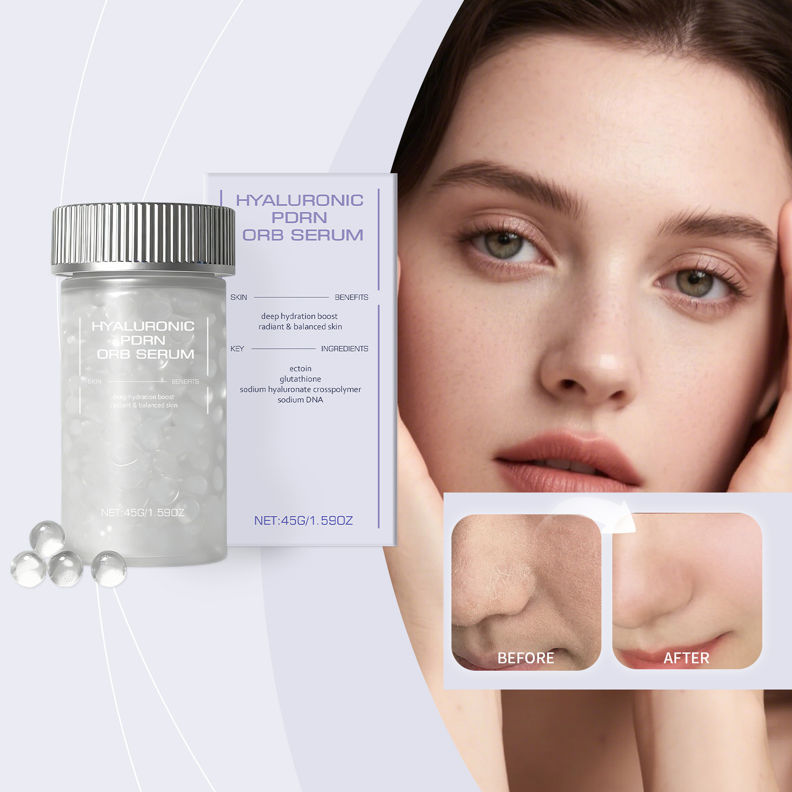 Hyaluronic Acid Spherical Essence Gentle Massage Soft Smooth Hydrating Nourishing Moisturizing Facial Skin Care Liquid