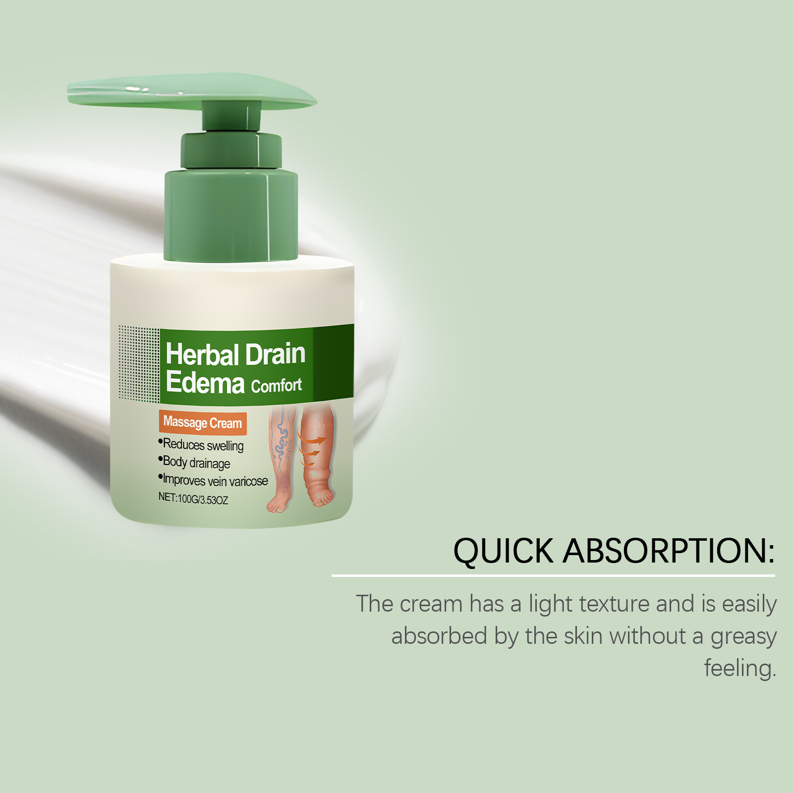 Herbal Massage Cream Natural Plant Formula Mild Comfortable Leg Skin Daily Care External Coating Lotion