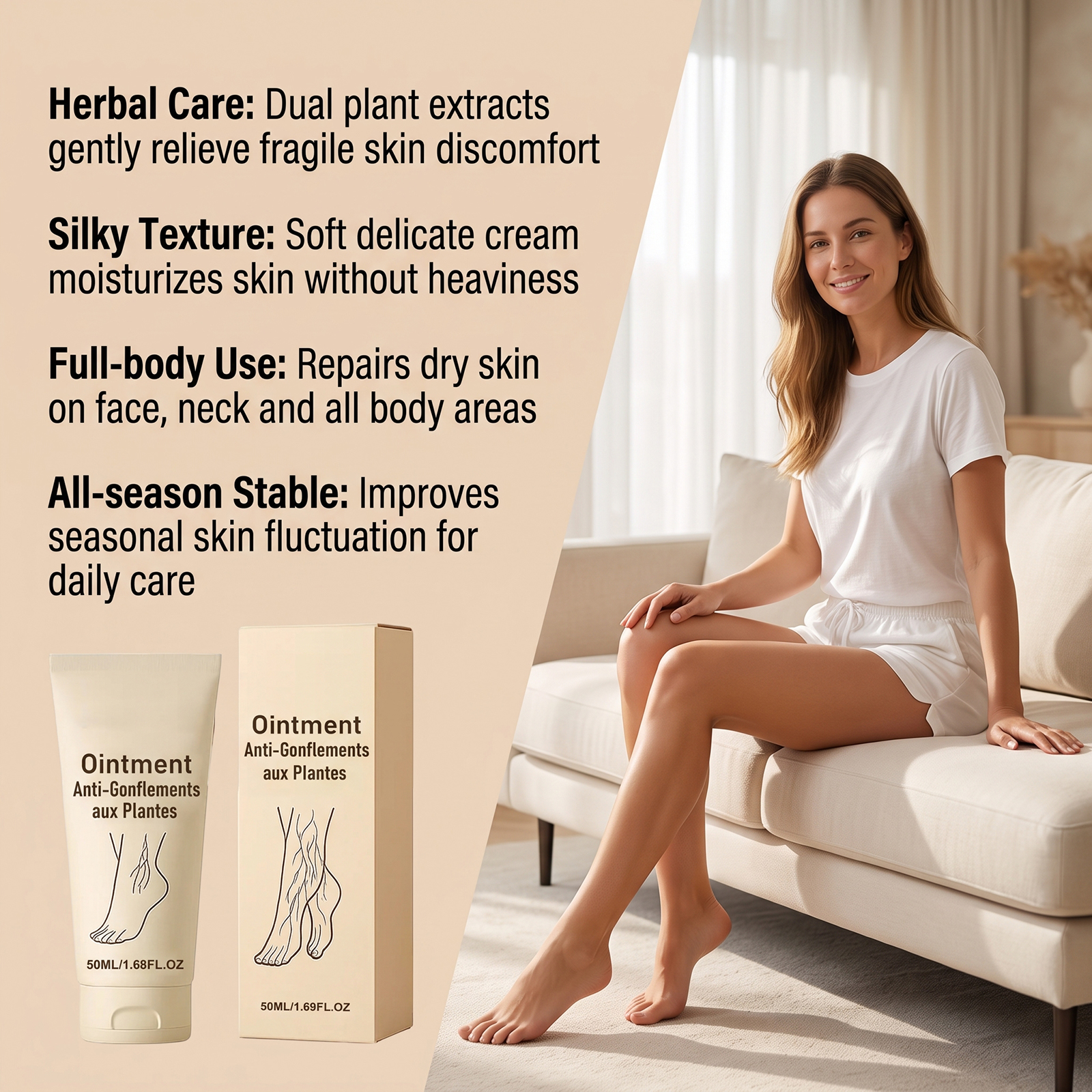 Herb Care Cream Plant Extract Mild Silky Moisturizing Four Season Maintenance Whole Body Care Treatment