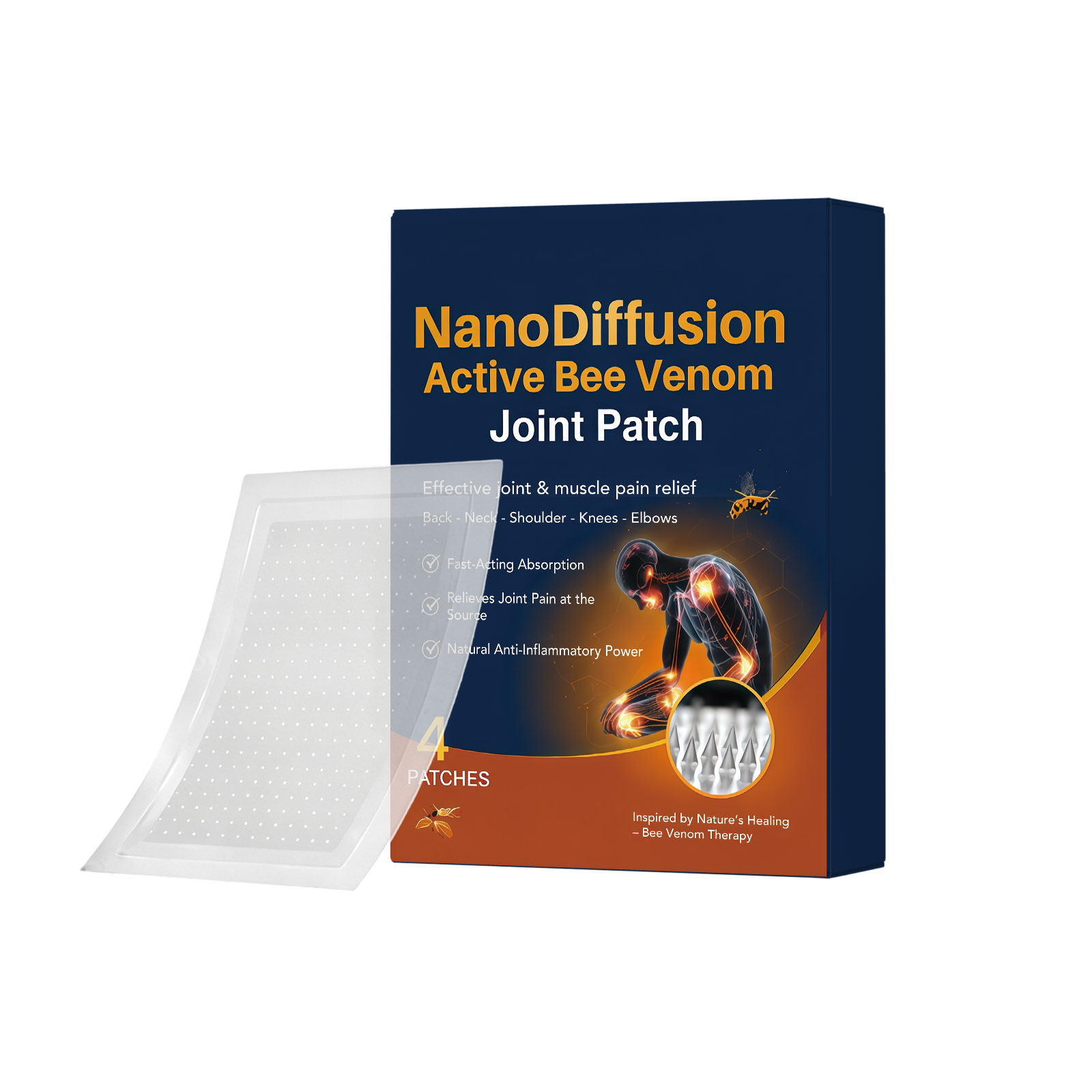Nano Bee Venom Joint Care Patch Soothing Nourishing Penetrating Mild Skin Fit Human Muscle Ache Zone