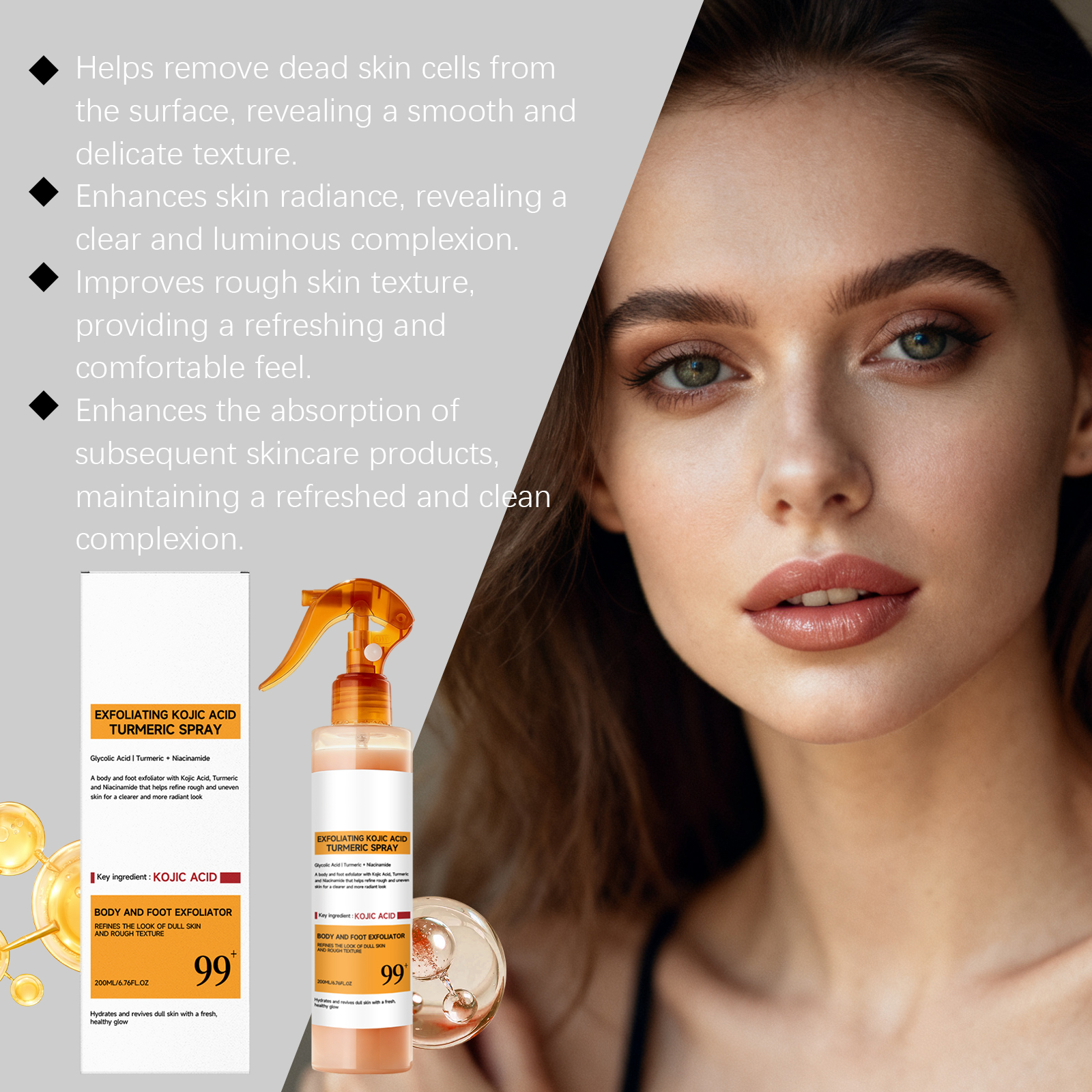 Exfoliating Skin Care Essence Spray Brighten Complexion Smooth Texture Hydrate Moisturize Soften Facial Skin