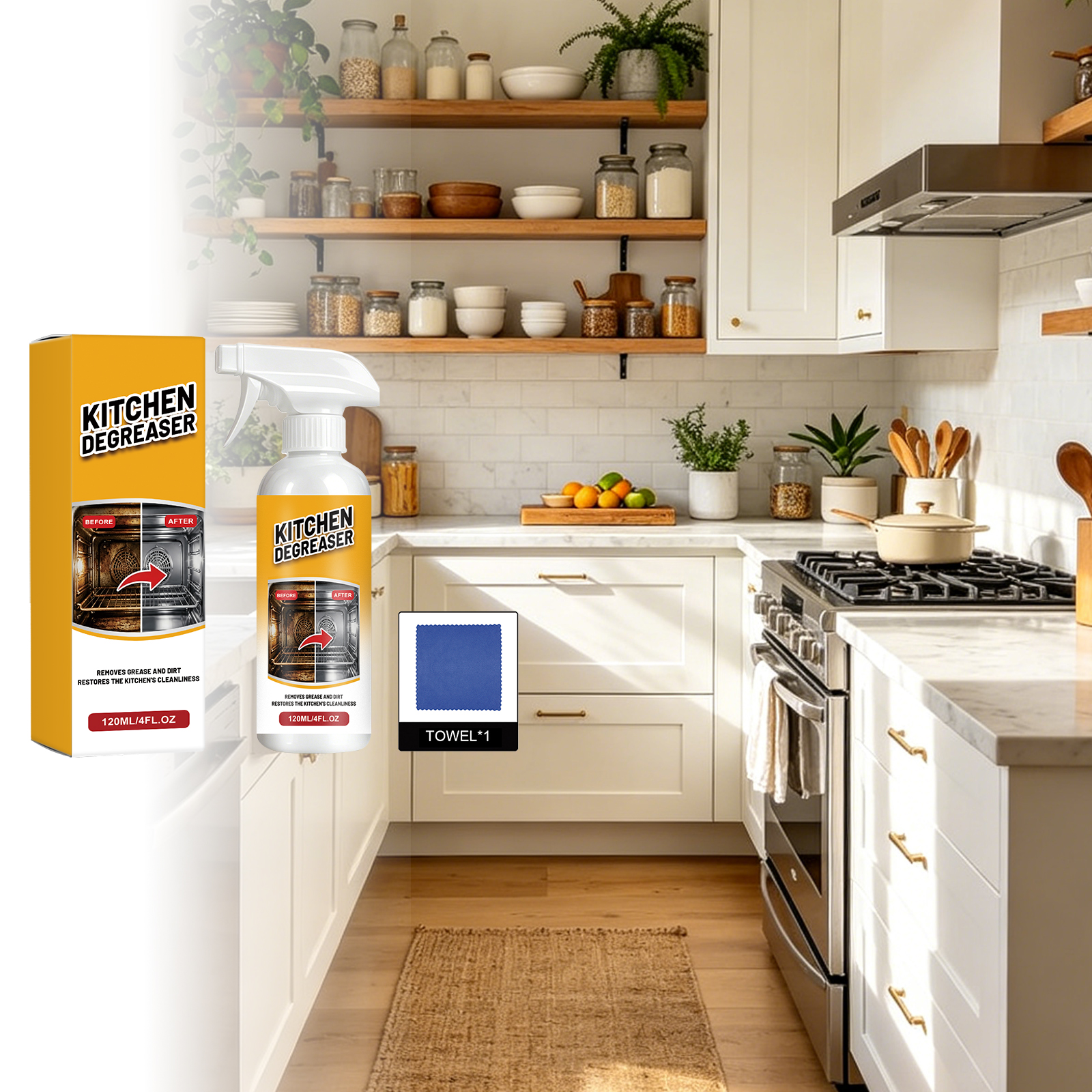 Kitchen Grease Cleaning Spray Mild Formula Care Household Stove Range Hood Remove Oil Stains Dirt