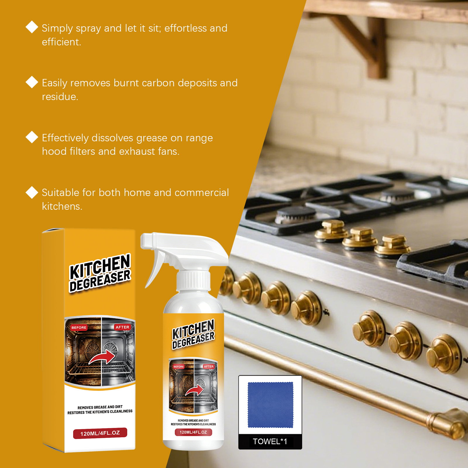 Kitchen Grease Cleaning Spray Mild Formula Care Household Stove Range Hood Remove Oil Stains Dirt