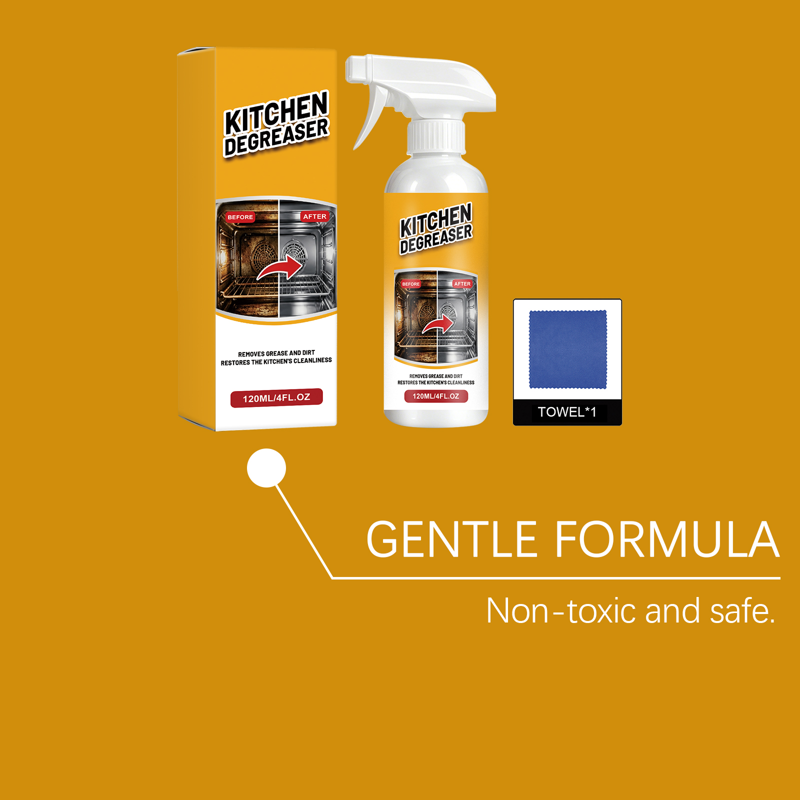 Kitchen Grease Cleaning Spray Mild Formula Care Household Stove Range Hood Remove Oil Stains Dirt