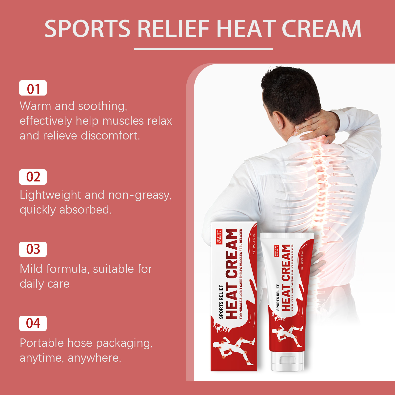 Sports Gentle Warm Cream Mild Formula Joint Skin Daily Care Moist Light Comfort Nursing Ointment