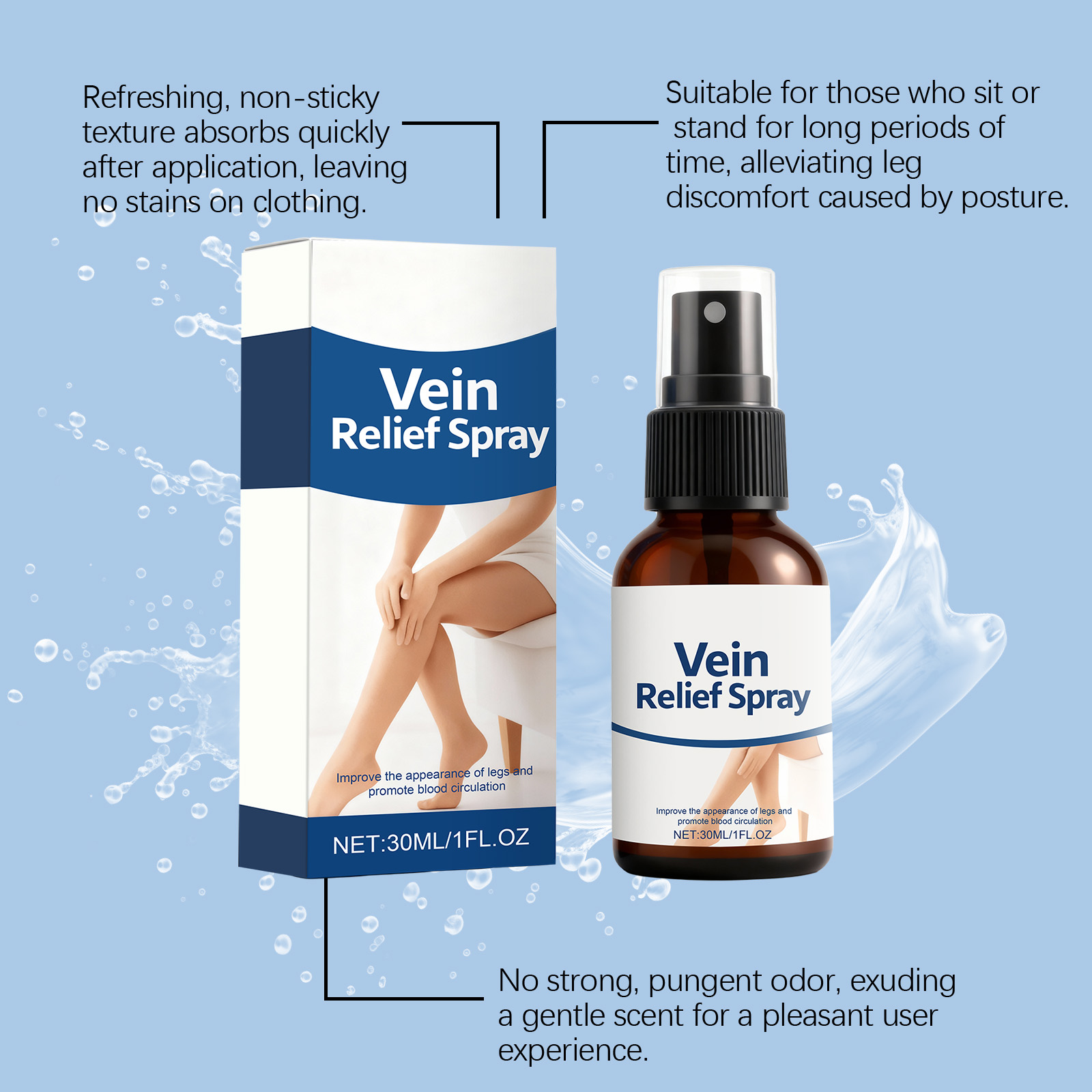 Leg Care Spray Cool Soft Moist Daily Skin Care For Office Long Sitting Legs