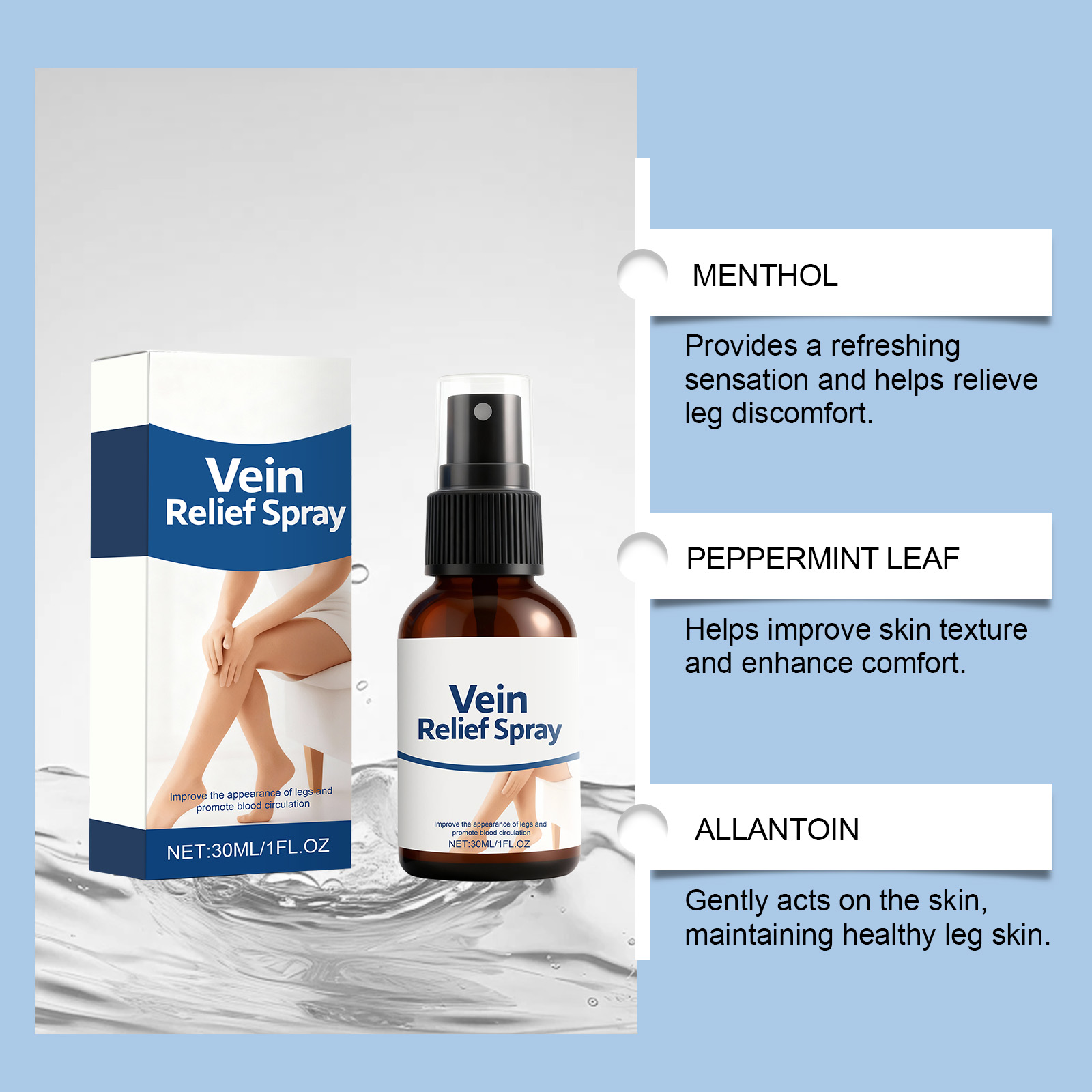 Leg Care Spray Cool Soft Moist Daily Skin Care For Office Long Sitting Legs