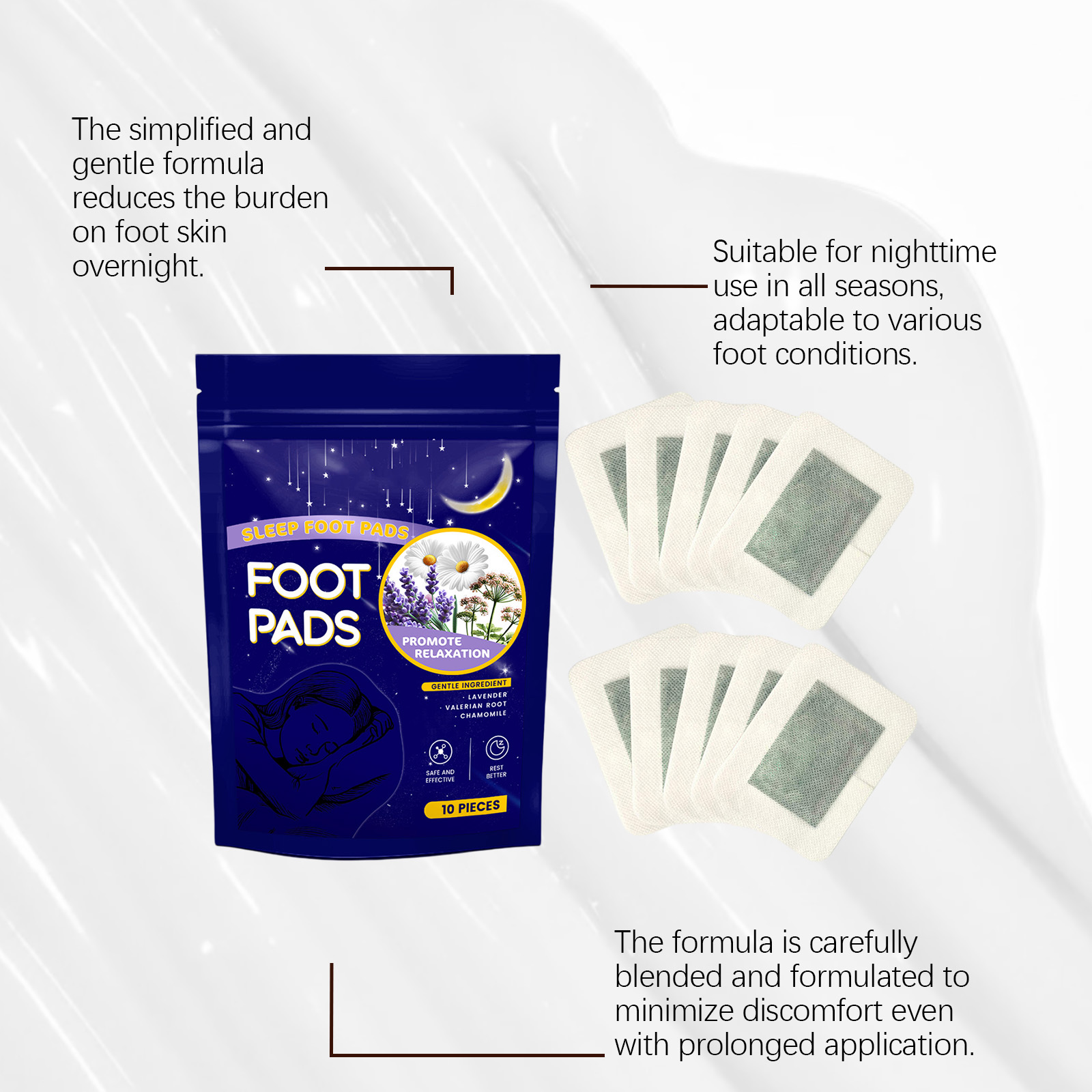 Foot Patch Sleep Care Moisturizing Hydrating Mild Protection Skin Fitting Night Calm Daily Portable Nursing