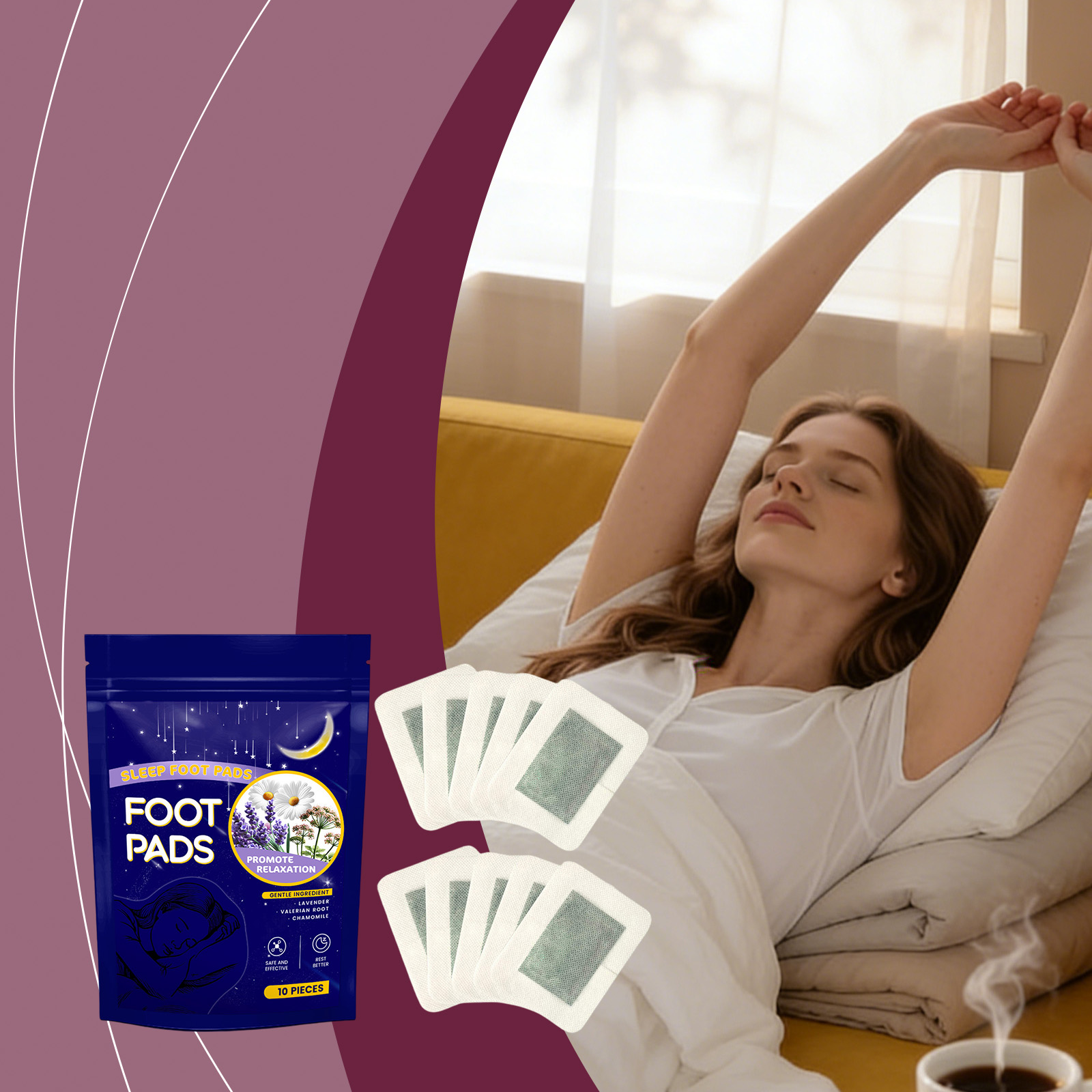 Foot Patch Sleep Care Moisturizing Hydrating Mild Protection Skin Fitting Night Calm Daily Portable Nursing