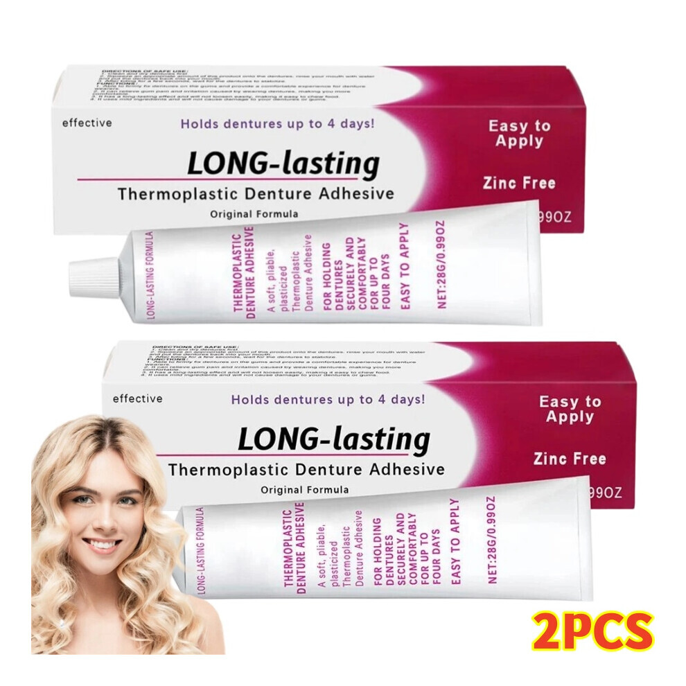 2PCS Long lasting Thermoplastic Denture Adhesive 28g
