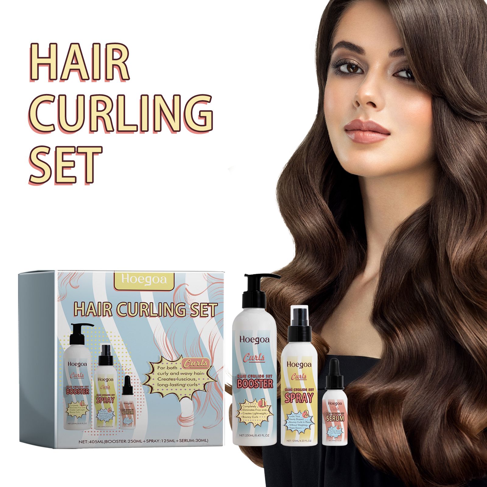 Curl Care Set With Styling Cream Spray And Serum For Nourishing And Defining Curls