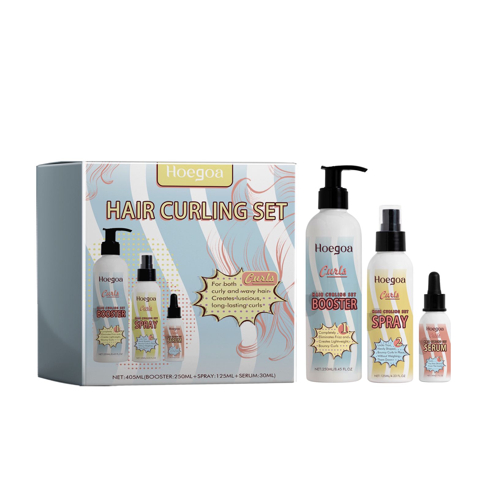 Curl Care Set With Styling Cream Spray And Serum For Nourishing And Defining Curls