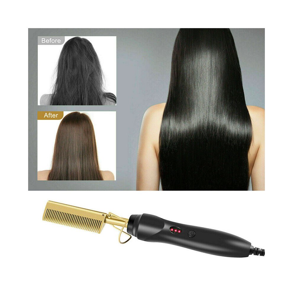 Hair Straightener Hot Comb Electric Beard Curler Brush Copper Comb Curling Iron Travel Styling Wand