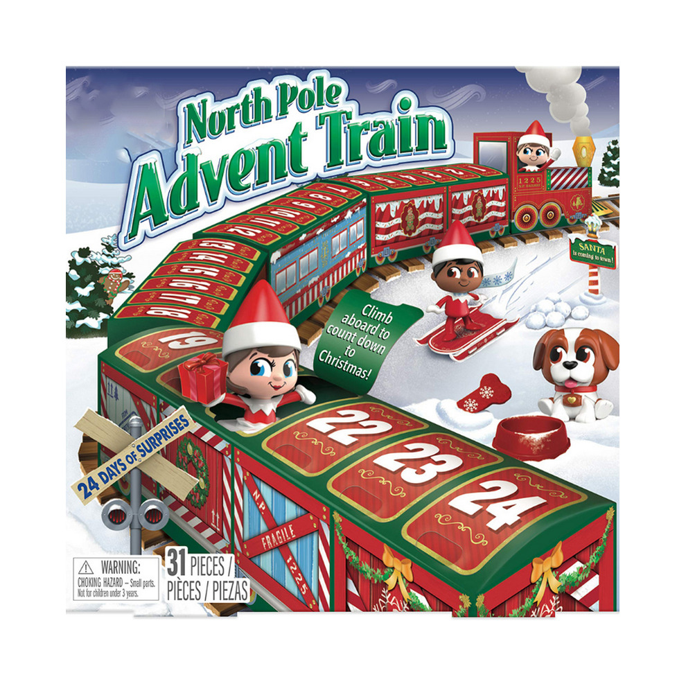 Christmas Countdown Advent Calendar 24 Days Countdown Calendar Elf On Train Surprises Blind Boxs North Pole Xmas Gift Set for Family Kids Boys Girls Adults